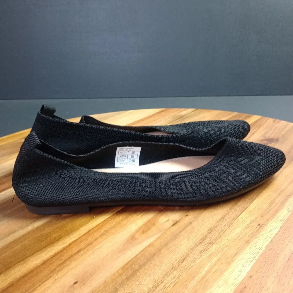 Charles Albert Knit Ballet Flats Womens Sz 10 Comfort Shoes Black Slip On Casual